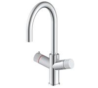 LavaTap 3 in 1 Boiling Water Tap Swan Neck Chrome Kitchen Mixer Tap 3 Way Kitchen Sink Tap Instant Hot Water Tap Compatible with Under Sink Tank
