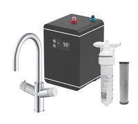 LavaTap 3 in 1 Boiling Water Tap Swan Neck Kitchen Mixer Tap Kit with HOT-Tank and HOT-Filter 2.4L 1.5kW Instant Hot Water Tap 3 Way Kitchen Sink Mixer Under Sink Tank