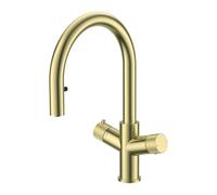 LavaTap 4 in 1 Boiling Water Tap, Instant Hot Water Tap, Swan Neck Brass | Tap Only, Needs Under Sink Tank and Filter for Boiling Water, Hot, Cold, Filtered and Near Boiling, Separate Boiling Handle