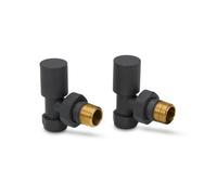 LavaTap Angled Anthracite Radiator Valves 15mm Brass Manual Heating Pair