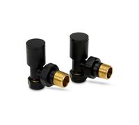 LavaTap Angled Black Radiator Valves 15mm Brass Manual Heating Pair