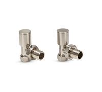 LavaTap Angled Brushed Radiator Valves 15mm Brass Manual Heating Pair