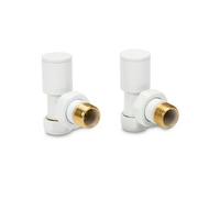 LavaTap Angled White Radiator Valves 15mm Brass Manual Heating Pair