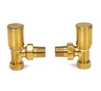 LavaTap Brushed Brass Angled Manual Radiator Towel Rail Valve 15mm