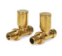 LavaTap Brushed Brass Straight Manual Radiator Valve 15mm Pair