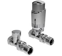 LavaTap Chrome Straight TRV Radiator Valve 15mm, Thermostatic & Lockshield | Twin Pack with 20mm Extension Tails, 7 to 32C Room Temperature Control, Plated Finish, 10mm Pipe Needs Adaptor