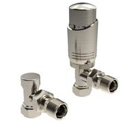 LavaTap Designer Brushed Nickel Thermostatic Radiator Valve Twin Pack Trv Angled