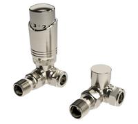 LavaTap Designer Brushed Nickel Thermostatic Radiator Valve Twin Pack Trv Corner
