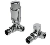 LavaTap Designer Chrome Thermostatic Radiator Valve Twin Pack Trv Corner 15mm