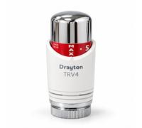 LavaTap Drayton TRV4 TRV Radiator Thermostat Valve Head Only Chrome White | Frost to Max dial, hand fitted with no tools, no draining down, 80 to 85 mm tall, spare part, made in the UK