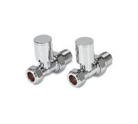 LavaTap Radiator Valves Pair 15 mm - Manual Radiator Valve Set for Central Heating - Durable Brass - Compatible with Standard UK Radiators and Heating Systems (Chrome, Straight)