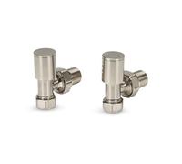 LavaTap Radiator Valves Pair 15 mm - Manual Radiator Valve Set for Central Heating - Durable Brass - Compatible with Standard UK Radiators and Heating Systems (Brushed, Angled)