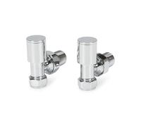 LavaTap Radiator Valves Pair 15 mm - Manual Radiator Valve Set for Central Heating - Durable Brass - Compatible with Standard UK Radiators and Heating Systems (Chrome, Angled)