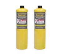 LavaTap Salvus MAPP Gas 2 Pack - 400g MAP Gas Bottles for Blow Torch | Burns hotter than propane for fast soldering & brazing. Fits Rothenberger, Bernzomatic & standard 7/16 EN417 torches