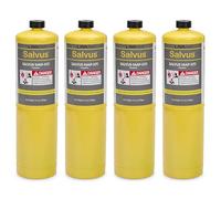 LavaTap Salvus MAPP Gas 4 Pack - 400g MAP Gas Bottles for Blow Torch | Burns hotter than propane for fast soldering & brazing. Fits Rothenberger, Bernzomatic & standard 7/16 EN417 torches