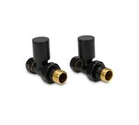 LavaTap Straight Black Radiator Valves 15mm Brass Manual Heating Pair