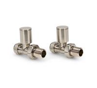 LavaTap Straight Brushed Radiator Valves 15mm Brass Manual Heating Pair