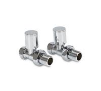 LavaTap Straight Chrome Radiator Valves 15mm Brass Manual Heating Pair