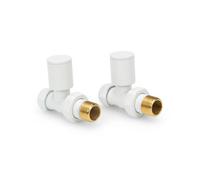 LavaTap Straight White Radiator Valves 15mm Brass Manual Heating Pair