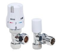 LavaTap TRV Radiator Valve 15mm Angled, Thermostatic Valve with Lockshield | Liquid Filled Sensor Head, Reversible Body, 1/2in Tails Included, Compression Fittings, Part L Compliant, 3 Year Warranty