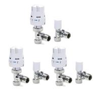 LavaTap TRV Radiator Valve 15mm Angled Thermostatic with Lockshield, 3 Pack | 3 x TRV + Lockshield + Tails, Liquid Filled Head, Frost Setting, Reversible Body, 15mm Compression, Part L, 3 Year Warranty