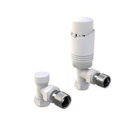 LavaTap White Designer Thermostatic Radiator Valve And Lockshield Twin Pack Trv Angled