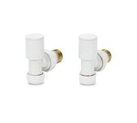 LavaTap White Radiator Valves Angled 15mm, Towel Rail Valve Pair | Solid Brass Body, Compression Fittings for Standard UK Rads, Simple Flow Adjustment for Balancing, Minimal Modern Heads