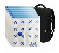 Lavatelli 6-Pack Travel Vacuum Storage Bags 40x45 cm Space Saving for Backpack Ryanair Cabin Bag 40x30x20 Suitcase Organiser Compression Bags for Clothes Airtight Universal Valve Double Zip