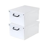 Lavatelli Bauletto Bianco - Set of 2 Cardboard Storage Boxes with Lids - White Decorative Organisers - 42 × 32 × 21 cm (16.5 × 12.6 × 8.3 in)