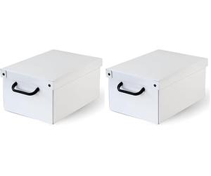Lavatelli Baulino Bianco - Decorative Storage Box with Lid - Strong Cardboard Organiser for Clothes, Toys & Office - Made in Italy - 35×25×17.5 cm (13.8×9.8×6.9 in) (Pack of 2)