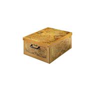LAVATELLI Baulino Marco Polo, Decorative, Cardboard lids and Handles, Clothes, Toy Box, Storage Baskets, Yellow, Small