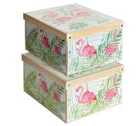 Lavatelli Collection Flamingos, decorative storage box, cardboard storage boxes with lids, storage boxes with lids and handles, clothes storage, toy storage, box storage, 2 boxes