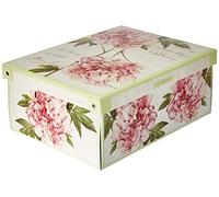 LAVATELLI Collection Midi Peony, Decorative, Cardboard lids and Handles, Clothes, Toy Box Baskets, Teddy Storage, Medium, Peonies