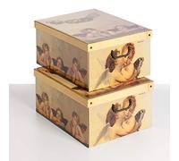 Lavatelli Kanguru BAULOTTO Amorini Decorative Storage Box with Handles and Lid, Multi-Colour, LARGE 2 PIECES, 50x40x25 cm