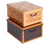 Lavatelli Kanguru BAULOTTO BIANCO GIGLIO Decorative Storage Box with Handles and Lid, Multi-Colours, LARGE 2 PIECES, 50x40x25 cm