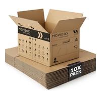 Lavatelli Movbox - 10 Moving Boxes 50 x 35 x 35 cm Universal Size - Double Wave Robust - With Symbols Content and Room Destination, Pre-Cut Handles - Cardboard Boxes, Made in Italy