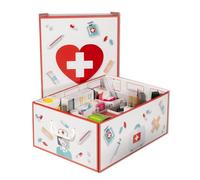 Lavatelli Pharma Organizer - Medicine Box with Lid & 4 Dividers - Large First Aid Storage for Supplies, Pills, Cosmetics, Crafts - White Cardboard Medical Organiser - 32x42x17.5 cm (12.6"x16.5"x6.9")