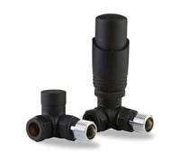 LavaTherm Thermostatic Radiator Valve TRV - 15 mm Corner - Energy Saving Central Heating Radiator Valve - Premium Brass Replacement TRV and Lockshield - Black