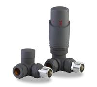 LavaTherm Thermostatic Radiator Valve TRV - 15 mm Corner - Energy Saving Central Heating Radiator Valve - Premium Brass Replacement TRV and Lockshield - Anthracite