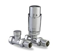 LavaTherm Thermostatic Radiator Valve TRV - 15 mm Straight - Energy Saving Central Heating Radiator Valve - Premium Brass Replacement TRV and Lockshield - Chrome