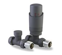 LavaTherm Thermostatic Radiator Valve TRV - 15 mm Straight - Energy Saving Central Heating Radiator Valve - Premium Brass Replacement TRV and Lockshield - Anthracite