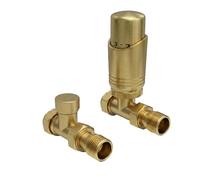 LavaTherm Thermostatic Radiator Valve TRV - 15 mm Straight - Energy Saving Central Heating Radiator Valve - Premium Brass Replacement TRV and Lockshield - Brushed Brass