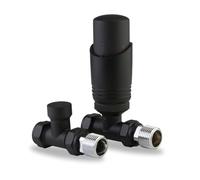 LavaTherm Thermostatic Radiator Valve TRV - 15 mm Straight - Energy Saving Central Heating Radiator Valve - Premium Brass Replacement TRV and Lockshield - Black