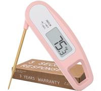 Lavatools PT12 Javelin Ultra Fast Digital Instant Read Meat Thermometer for Grill and Cooking, 2.75" Probe, Compact Foldable Design, Large Display, Splash Resistant - Rhubarb