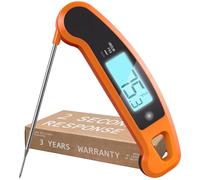 Lavatools PX1D Javelin PRO Duo Ultra Fast Professional Digital Instant Read Meat Thermometer for Grill and Cooking, 110cm Probe, Auto-Rotating Backlit Display, Splash Resistant - Tangerine