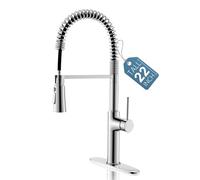 Lavatrum Polished Chrome Brass Kitchen Faucets 22" Commercial High Arc Single Lever Kitchen Faucets for Pull Down Sprayers Modern Spring with Deck Plate