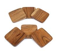 Lavaux Designs Acacia Wood Handcrafted Set of 6 Square Coasters for Home and Office Decor, Heat Resistant Protects Furniture Coffee Mug Coasters, Drinks Coaster,Cup Coaster | 10x10 cms