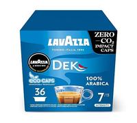 Lavazza, A Modo Mio Dek Cremoso Coffee Capsules, Decaffeinated Coffee Pods Espresso, 100% Arabica, Full and Balanced Taste, Intensity 7/10, Medium Roasting, Compostable, 36 Coffee Capsules