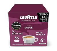 Lavazza A Modo Mio Lungo Dolce, Coffee Capsules, 100% Arabica, Sweet and Smooth Taste, Intensity 6/13, Medium Roasting, Perfect for a 40ml Espresso, Compostable, 36 Espresso Pods