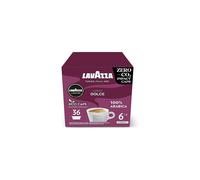 Lavazza A Modo Mio Lungo Dolce, Coffee Capsules, 100% Arabica, Sweet Intensity 6/13, Medium Roasting, Perfect for a 40ml Espresso,36 Espresso Pods